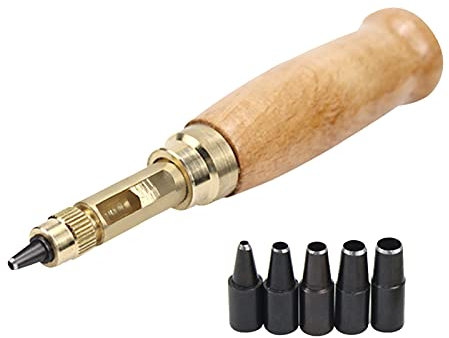Chacerls Alicates Sacabocado Agujero,Perforadora Automática de Cinturones Perforación Giratoria Silenciosa Reemplazable 6 Tamaños de Punta Herramienta de Artesanía de Reloj(1.5-4mm)
