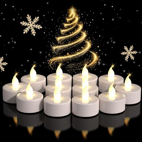 BENEVE LED-Kerzen, 50 Stück flammenlose LED Teelichter, realistische und helle Warmweiß Teelichter, batteriebetrieben, langlebige Teelichter für Hochzeit, Urlaub, Party, Heimdekoration
