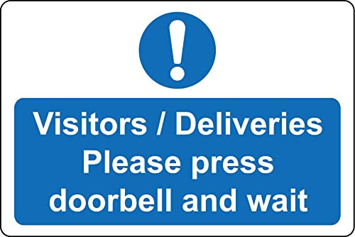 Visitors/Deliveries Please press doorbell and wait Sign - 3mm Aluminium sign (400mm x 300mm)