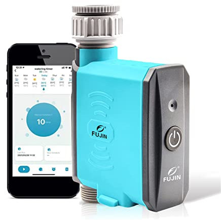 Water Timer, Bluetooth ＆ WiFi Smart Irrigation System Garden Watering Timer Programmable, IP67 Waterproof Watering System with Rain Delay, Auto/Manual Watering