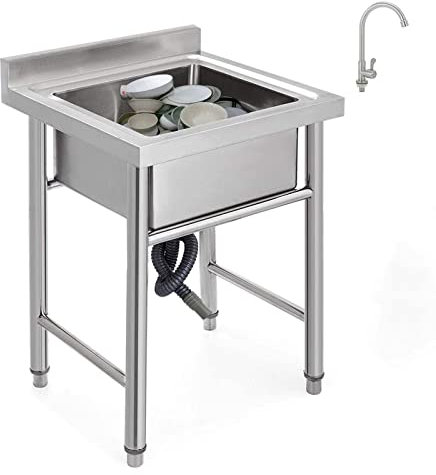 RTYHN Commerciale Lavello da Cucina 1 Vasca Vasca Singola Lavello Mobile Lavelli Lavello da Giardino Professionale per Esterni per Ristorante Lavanderia Garage e Cortile