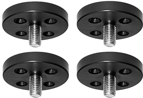 WAGNER Anschraubplatten RUND - 4tlg. Set für TENO Möbelbein/Tischbein/Möbelfuß/Systemrohr - Ø 50 x 30 mm, Gewinde M10 x 28 mm, mit TENO System kombinierbar, Kunststoff schwarz - 12398604