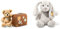 Steiff Teddybär Fynn im Koffer - 28 cm - Teddy Kuscheltier für Kinder - beweglich & waschbar - beige & Hoppie Hase - 28 cm - Plüschhase mit Schlappohren - Soft Cuddly Friends - hellgrau