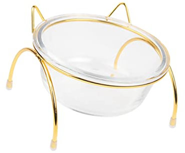POPETPOP Pet Food Storage Bowl 15 Degree Tilt Glass Cat Bowl Stand for Comfortable Meals