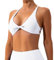 Vertvie Sport BH Damen Rückenfrei Tiefe V Ausschnitt Sexy Yoga Bra Gepolstert Bustier Push up Bralette Twist vorne Gym Workout Fitness(1pc: Weiß,L)