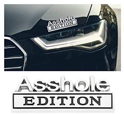 zipelo Asshole Edition Emblem Auto Aufkleber, 3D Metall Buchstaben Abzeichen für Auto Fronthaube, Kofferraum, Kotflügel, stark haftender Auto-Logo-Ersatzaufkleber, universelle