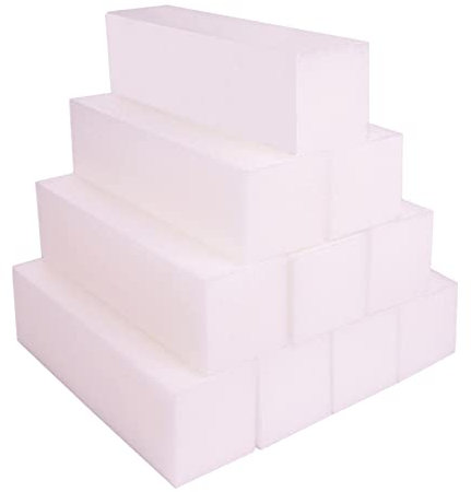 Nail Buffer Block for Acrylic and Natural Nails (Pack of 10), 4-Sided Sanding Buffer for Gel Nails, Fingernail Shine Buffers Set, Professional Manicure Polisher, Medium Grit (White)