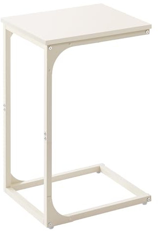 VASAGLE C-Shaped Side Table, Bedside Table, Sofa Side Table, Coffee Table, with Metal Frame, Industrial, for Living Room, Bedroom, Cream White LET350W77