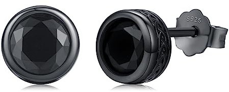 Schwarz Ohrringe 925er Sterling Silber Keltischer Knoten Ohrstecker Gothic-Stil Ohrringe mit Schwarzen Zirkonen Schwarze Schmuck Geschenke für Männer Herren