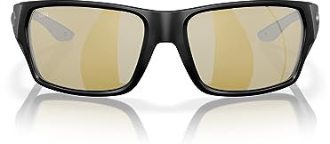 Costa Del Mar Tailfin Rechteckige Sonnenbrille für Damen, Mattschwarz/Sunrise Silber verspiegelt, 580 g, 60 mm