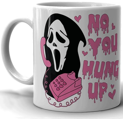 4GIFTSAKE Ghostface Tasse d'Halloween 325 ml – Design « No You Hung Up » | Tasse à café effrayante pour les fans et les collectionneurs | Parfaite pour la décoration d'Halloween et les amateurs de