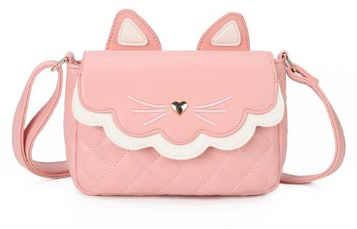 Gladdon Katze Umhängetasche crossbody bag niedliche kleine Messenger Tasche Verstellbarer Schultergurt Geldbörse für Teenager Mädchen Frauen(Rosa)