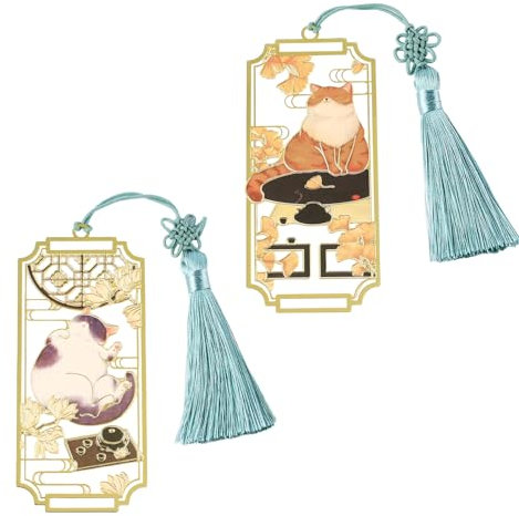 2 Stück Lesezeichen Vintage Niedliches Katze,Niedliches Metall Katzen Lese zeichen, Lesezeichen Anime,Als Geschenk für Lehrer, Schüler,liebhaber