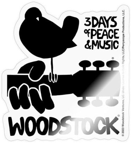 Spreadshirt Woodstock 3 Days Of Peace & Music Sticker Aufkleber, 10 x 10 cm, Transparent glänzend