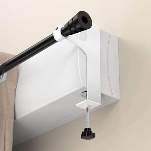 Lot de 2 Supports Tringle à Rideaux sans Perçage – Fixation pour Coffre de Volet Roulant, Support Métallique Universel pour Tringle à Rideaux, Installation Facile sans Outils