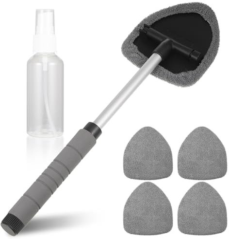 Scheibenreiniger Auto,Auto Scheibenreiniger Set 5er/Set Autoscheiben Innenreiniger mit Waschbar Mikrofaser Wischtuch 50ml Sprühflasche Reinigungstuch Aufbewahrungstasche für Wagen Home Küchen