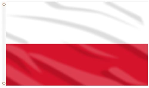 AhfuLife Bandera de Polonia 90cm x 150cm, 1 Pieza Bandera Polacos con Agujeros de Latón en Ambos Lados, Decoración de 2025 Día Nacional Jardin Callejeras Escuela Barra Fiesta