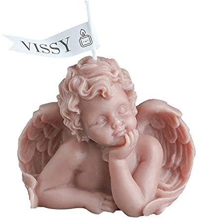 Duiaynke Art Candle - Vela perfumada de ángel, vela de aceite esencial, vela de postre, para dormitorio, baño, boda, fiesta, decoración (marrón)