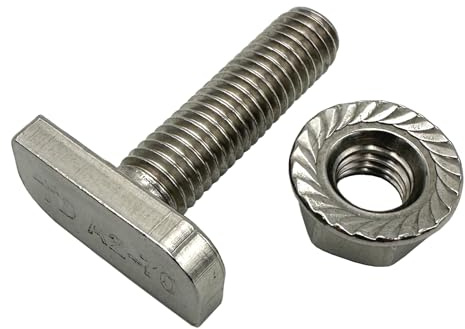 BRESKO Hammerkopfschrauben (10, 10x40 mm M10) Flanschmuttern 20-40 mm Edelstahl A2 Solar Photovoltaik PV Sperrzahnmuttern Set Hammerkopf Solaranlage Befestigung Solarbefestigung