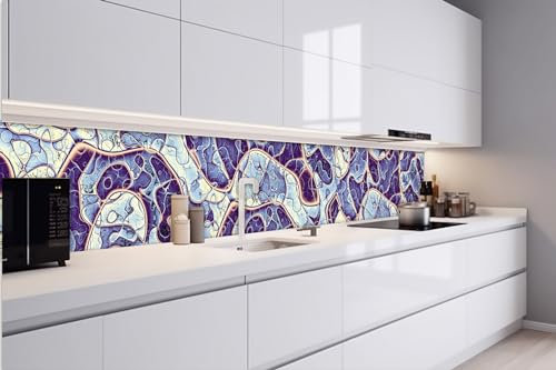 Dimex Küchenrückwand Folie Selbstklebend Nachahmung BLAUEN MARMOR 420 x 60 cm | Klebefolie - Dekofolie - Spritzschutz für Küche | Made in EU