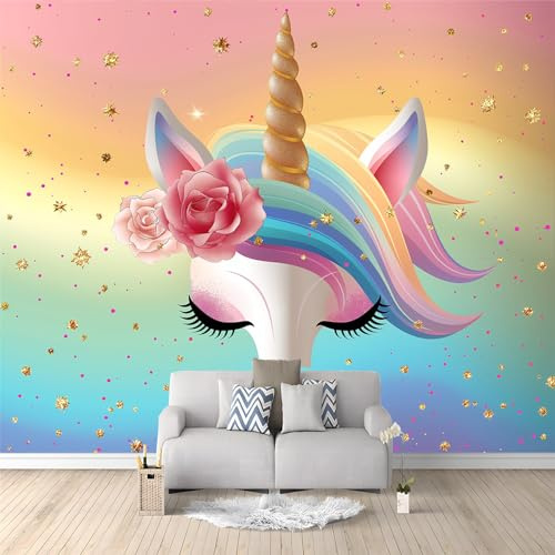 Fototapete 3D Effekt Einhorn-Hintergrund Mit Farbverlauf 200x140 cm Vliestapete Wohnzimmer Schlafzimmer Vlies Tapete Art Wandtapete UV-Beständig Wanddekoration Tapete