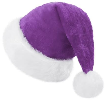 KONVINIT Lila Weihnachtsmütze Erwachsene Nikolausmütze Weihnachtsmann Mütze Plüsche Santa Claus Mütze Warm and Dicker Santa Mütze für Weihnachtsfeier,lila