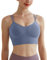 Memoryee Sport BH Damen Große Brüste Push Up Ohne Bügel Kreuz Rücken Rückenfrei Gepolstert Mittlere Unterstützung Crop Top für Yoga Tanz Laufen Radfahren Blau XL