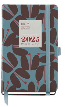 Miquelrius Kalender 2025, Jahresplaner, 90 x 140 mm, Tagesansicht, Einband aus laminiertem Karton, Spiralbindung, Gummibandverschluss, Papier 80 g/m², Spanisch, Englisch und Portugiesisch, Jessica
