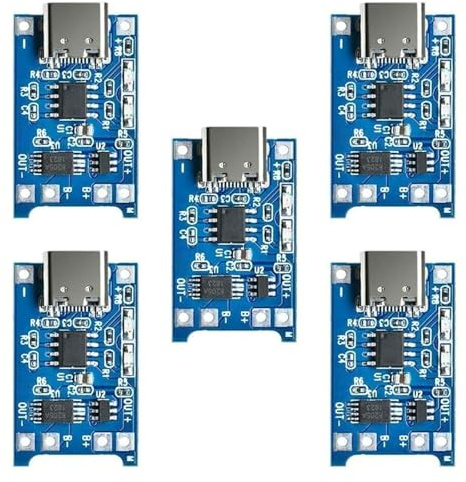 5 V 1 A 18650 USB-C Module de charge batterie au lithium, QIQIAZI 5 V 1 A Module chargeur pour batterie au lithium 18650 Carte de charge avec double fonction de protection (5 PCS)