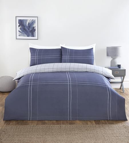 Rapport home Hudson - Juego de Ropa de Cama matrimonial de Microfibra, Funda de edredón Reversible, sábana Bajera Ajustable con Fundas de Almohada a Juego