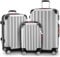 MONZANA® 3tlg. Kofferset, Silber - M-L-XL - inkl. Schloss, Organizer & Kofferwaage - Gurt Gel-Griffe, Zwillingsrollen, Standfüße, Trolley, Reisekoffer, Hartschalenkoffer, Gepäck-Set, Trolley Set