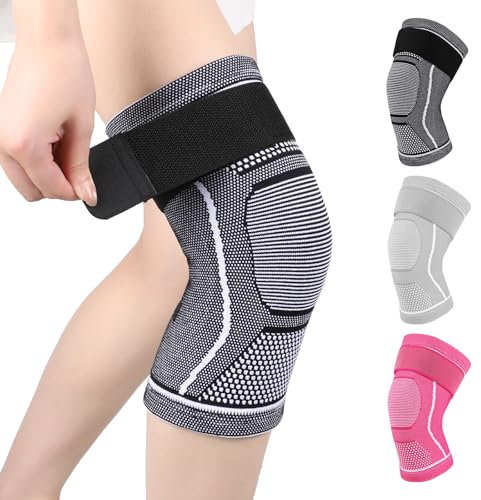 Yasdyri Knee Support for Women and Men Knee Brace with Adjustable Strap Compression Knee Sleeves for Arthritis, Tendinitis, Meniscus Tear,Ligament Injury, Running, Sports 1 Pack (Black, Medium)