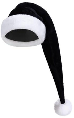 FiveMileBro Lang Weihnachtsmütze,Weihnachtsmannmütze mit dickem Plüschbesatz, Nikolausmütze Verlängerte Erwachsene, Santa Clause Mütze für Weihnachtsfeier (Schwarz)