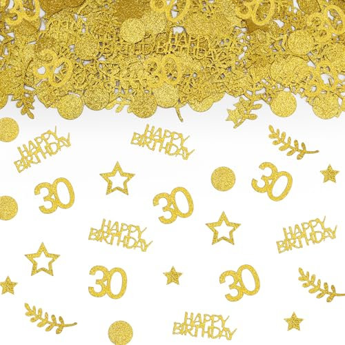 TUZELIYA 30. Geburtstag Deko - Goldfarbenes Konfetti für Frauen und Männer, 200 Stück