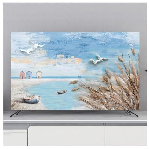 Yoeoefuo Tv Abdeckung Fernseher Schutzhülle 32 - 85 TV/PC Allwetter Schutzcover Dekorativ Landscape Print Universal Displayschutzfolie Television Staubabdeckung TV Protective Cover(Stil 1,32in)