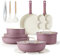 CAROTE 19pcs Pots and Pans Set, Nonstick Cookware Set Detachable Handle, Induction Kitchen Cookware Sets Non Stick with Removable Handle, RV Cookware Set, Gold and Purple