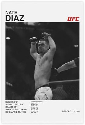 bacrhjlb Nate Diaz UFC Poster, Leinwandposter, Wandkunst, Dekordruck, Bild Gemälde für Wohnzimmer, Schlafzimmer, Dekoration, 30 x 45 cm