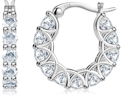Silber Ohrringe Damen 925 Creolen für Damen Hypoallergene 925 Sterling Silber Ohrstecker mit AAA Zirkonia Leichte Kleine Hoop Huggie Earrings, Ohrringe Silber 925 Creolen Schlafen Kreolen 20MM