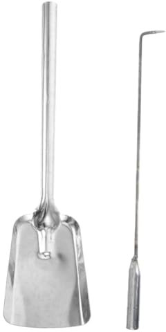 Alipis Kamin Schaufel Aus Gusseisen Feuerschaufel Für Lagerfeuer Mit Schürhaken Für Kamine Und Holzöfen Asche Werkzeug Für Feuerstelle Und Grillplatz