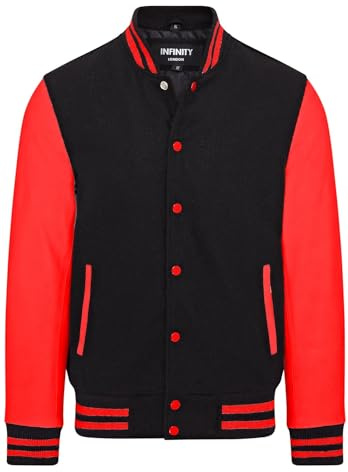 Infinity Leather Letterman Baseball-Bomberjacke aus Wolle und Leder im College-Stil