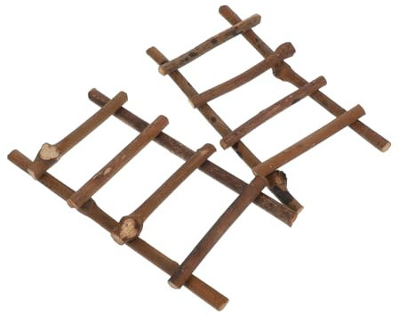 CAXUSD 2stücke Miniatur Rattan Leiter Garten Deko Requisite Puppenhaus Modell Zubehör Winzige Landschaft Basteldekoration