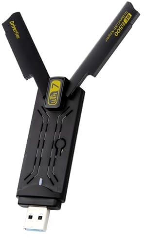 Clé Wifi 7 BE6500 pour PC Fixe 6500Mbps, ElecMoga Adaptateur WiFi USB 2.4/5/6GHz Adaptateur Sans Fil USB 3.0 2x5dBi Antenne WiFi Dongle WiFi pour Windows 11/10