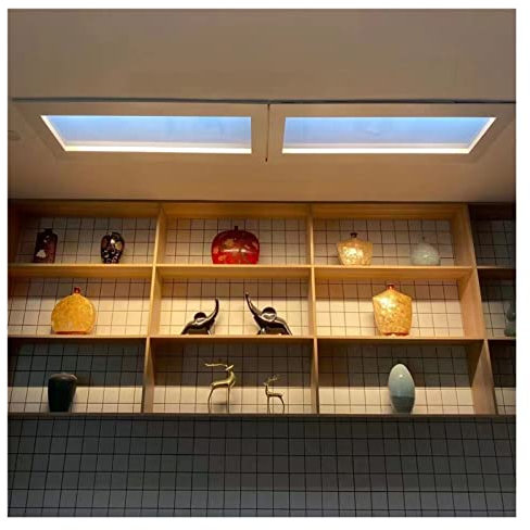 PFHKTO Da Incasso Artificiale Soffitto Virtuale Lucernario A LED Finestra Sul Tetto Sole Pannello Luminoso A Cielo Blu Luce Circadiana Luce Solare Virtuale Per Sole(Remote Control,I 300 * 600mm)