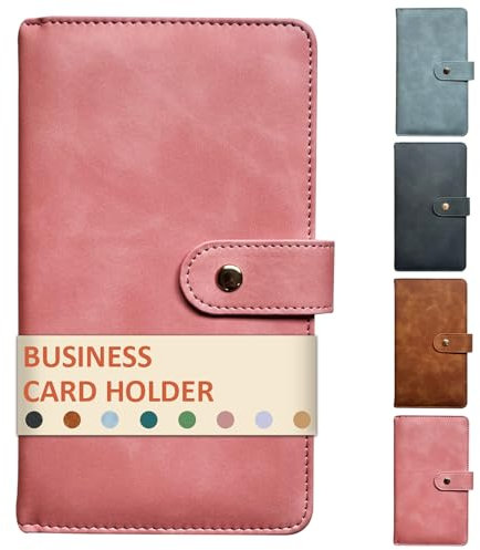 DONBAO Professioneller Visitenkartenhalter aus Leder, Buch-Organizer, 240 Kartenfächer, Premium-PU-Namenskarten, Aufbewahrungsordner mit weichem Einband, Kreditkartenbinder für Männer und Frauen, Pink
