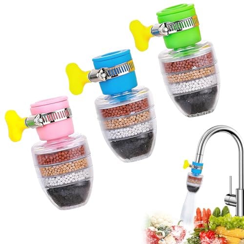 3Pcs Faucet Water Filter,6 Layer Cartridge Activated Carbon Filters Water Filter Faucet, Tap Filter Faucet Mount Filters Activated Carbon Removes Chlorine Fluoride Heavy Metals Hard Water (3)