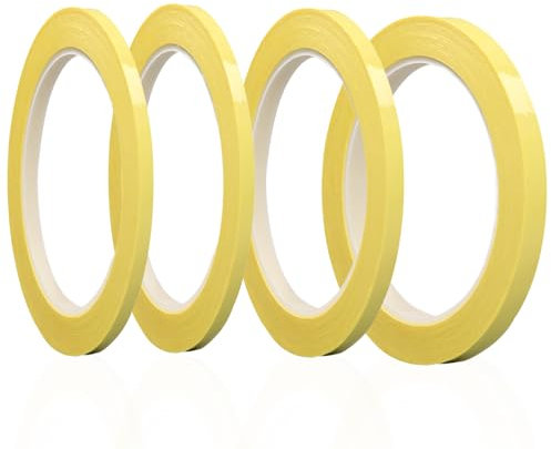 ASFWAGQ 4 Rollen Fine Line Tape,Masking Tape,Zierstreifenband 3/6/15mm Breit 66 Meter Kreppband Selbstklebendes Malerband für Whiteboard,Basteln,Schule,Büro,Deko (4, Gelb)
