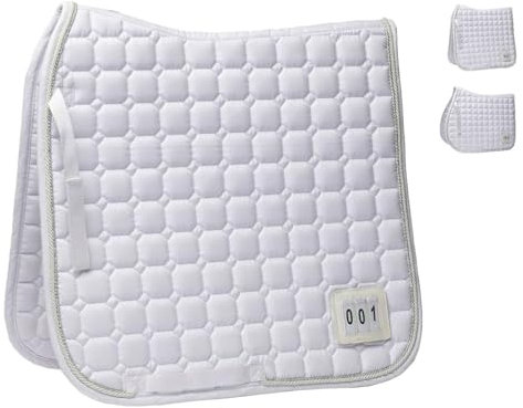 NETPROSHOP Turnier Schabracke Stockholm Dressur oder VS Weiss Gr. Pony oder Full mit Sichtfenster für Startnummer, Groesse:Full, Farbe:Dressur