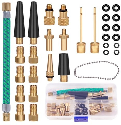 DragonX2 Fahrradventil Adapter Set, 32 Stück Fahrradventil Set, Alle Ventiladapter Fahrrad, Autoventil Adapter, Ballnadel, Kegelventil Und Luftpumpe Adapter Mit Sortierbox
