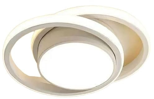 LQWELL Modern Led Deckenleuchte, LED Deckenlampe 40cm, 2-Ringe Design, 48W 6500K 5350LM IP44 Wasserfest Schlafzimmerleuchte Wohnzimmerleuchte aus Metall+Acryl als Badezimmer Küche Keller Büro