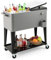 COSTWAY 75L Rolling Ice Chest, Portable Patio Beverage Cooler Cart with Bottle Opener and Wheels, Outdoor BBQ Bar Party Drink Ice Bucket Trolley (Black + Grey, with Shelf)